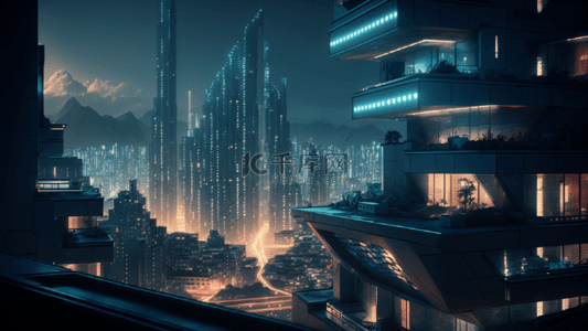 科幻城市背景图片_未来高科技建筑背景