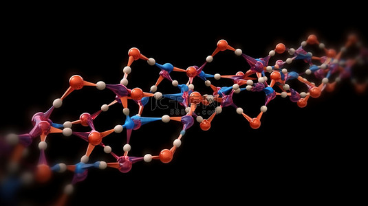 相互关联的分子世界 连接原子 DNA 和遗传模型的 3D 插图