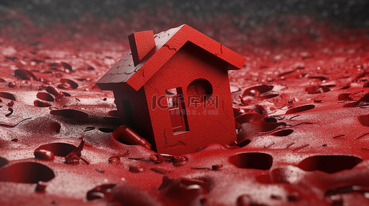 带有问号符号的红房子的 3D 渲染是住房问题的概念表示