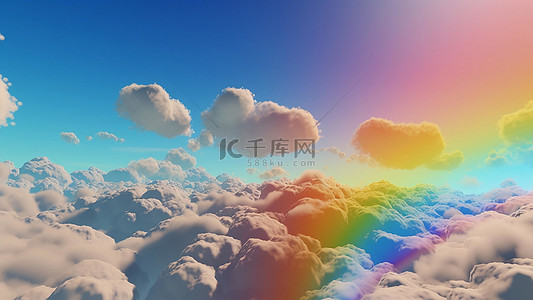 天空梦幻云层七彩虹