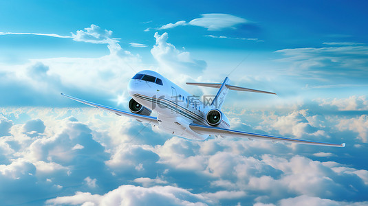 背景机场背景图片_一架商用飞机在天空中翱翔，背景是雄伟的云彩