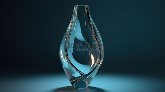具有简单几何形状的 3D 插图中的透明玻璃人物和花瓶