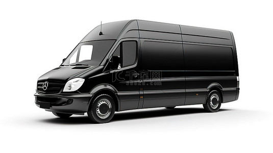 氢能源汽车背景图片_白色背景空白车身 3D 插图，黑色小型负载运输商用货车，非常适合城市使用