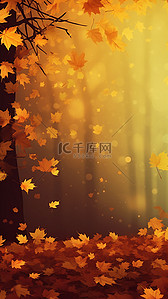 大树边框背景图片_秋天树木黄叶