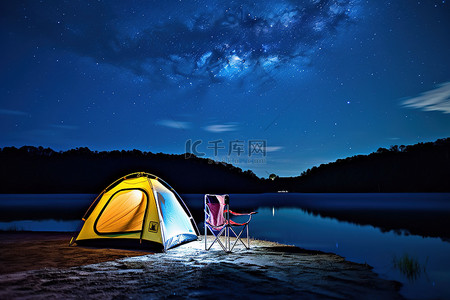 星空帐篷背景图片_星空和夜晚的帐篷