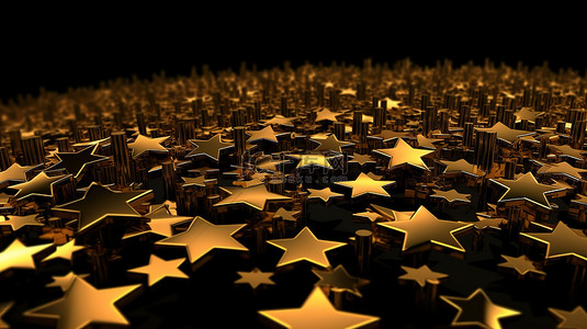 闪光金背景背景图片_3d 渲染中的金色星星图案