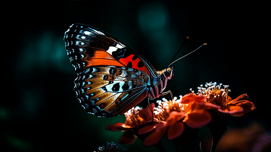 蝴蝶鲜花发光背景