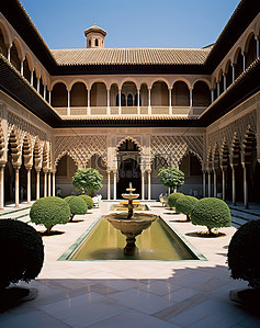 布拉宫背景图片_阿尔卡萨的庭院