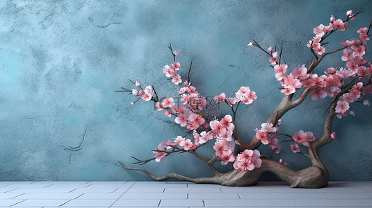 红玫瑰白玫瑰背景图片_装饰壁纸以树枝花朵和 3D 背景壁画插图为特色