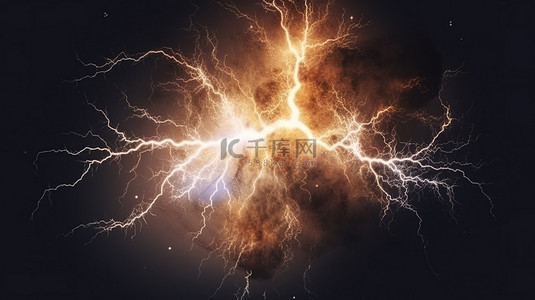 雷电效果背景图片_闪电效果的令人震惊的雷暴 3D 插图