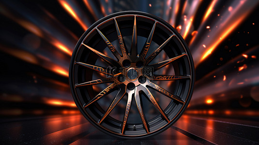 黑色背景车背景图片_黑色背景下车轮商业横幅的 3D 渲染和插图