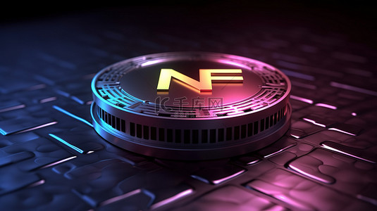 未来中心背景图片_不可替代代币 nft 技术概念的 3d 渲染