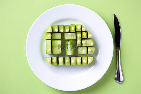 沙拉盘背景图片_绿色沙拉盘，上面写着“饮食”一词
