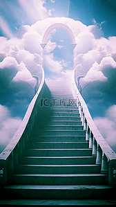 天堂阶梯门口卡通背景