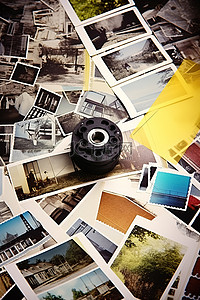胶卷照片背景图片_旧图像和胶卷的集合，包含多张照片
