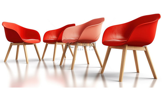 3D 渲染中的当代红色扶手椅在白色背景上隔离