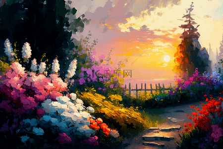 抽象暖背景图片_太阳花朵栅栏早晨日出风景
