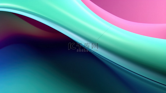 正方形粉色背景图片_蓝色粉色和绿色色调的最小抽象背景的 3D 渲染
