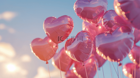 气球图片背景图片_唯美漂亮粉红色儿童爱心氢气球图片18