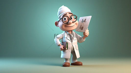 医生医院卡通背景图片_俏皮的医生 3D 动画角色