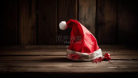 手套插画背景图片_圣诞节唯美冬季红色帽子木板