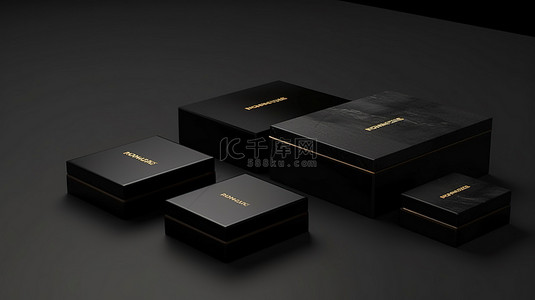 标识牌背景图片_3D 渲染中设置的高品质黑盒样机