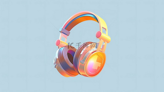 田字格单个背景图片_带有等距插图的单个耳机对象的独立 3D 渲染