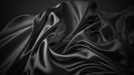 黑色布料质感背景图片_丝绸绸缎丝滑黑色背景