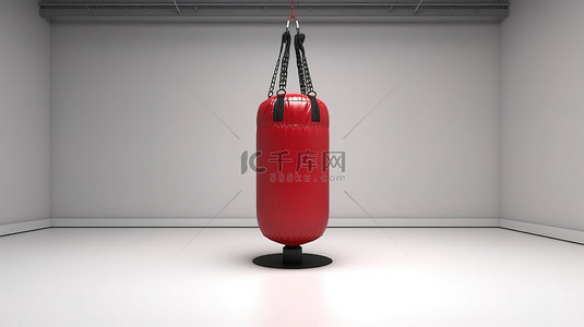 武术和拳击背景图片_3D 渲染的拳击袋，可进行强大的拳击训练