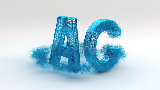 3g4g背景图片_3d 渲染的白色背景上的蓝色毛皮 4g 网络符号