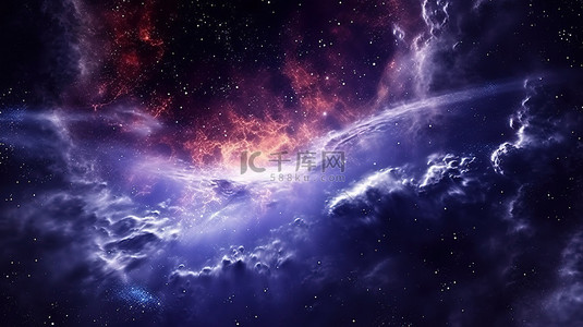 红色灯背景图片_来自明亮银河中心的遥远星系的不同宇宙 3D 渲染