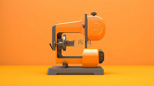 五金店背景图片_用单色带锯渲染橙色背景的 3D 渲染
