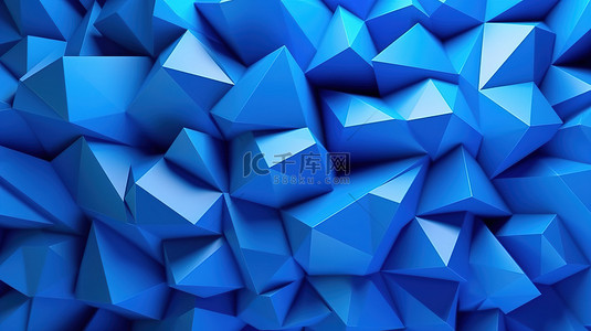 蓝色菱形渐变背景背景图片_背景上有蓝色三角形多边形的 3D 场景