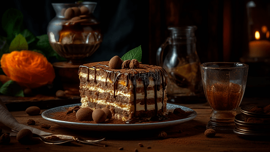 美食零食背景图片_提拉米苏甜品蛋糕美食摄影广告背景