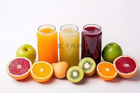 橙汁酸橙汁葡萄柚汁苹果汁和不同类型的果汁