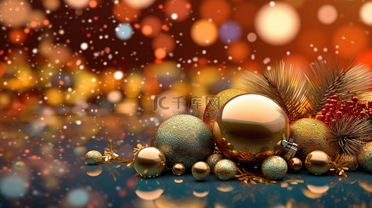 新年冬天背景图片_节日装饰圣诞节和新年背景，有充足的复制空间 3D 插图