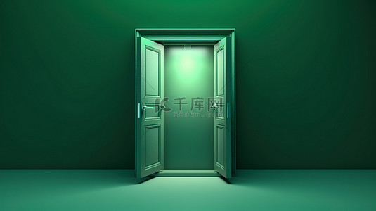 绿色经营背景图片_用于文本 3D 渲染的绿色背景照明门口空间