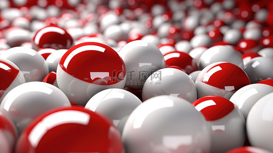 红色背景图片_抽象白色和红色背景上的动态 3D 球体