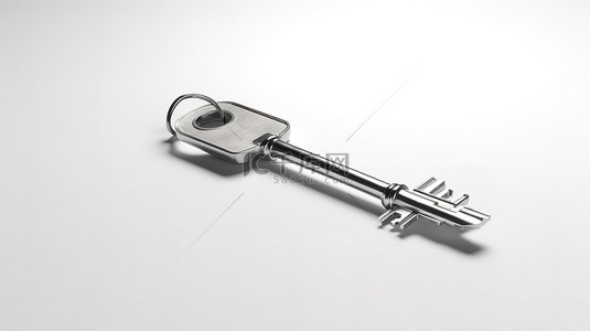 房屋安全背景图片_在纯白色背景上以 3d 形式描绘的钥匙