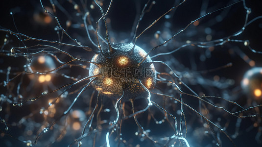 大脑连接背景图片_3d 中的人工智能可视化神经网络和突触连接