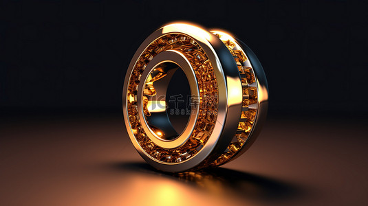 3D 渲染的金色金属数字插图