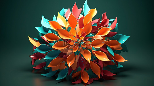 3d 渲染中抽象颜色和形状的花