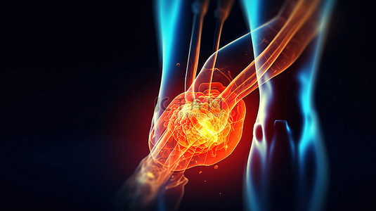 膝盖扭伤或疼痛引起的疼痛的 3D 插图