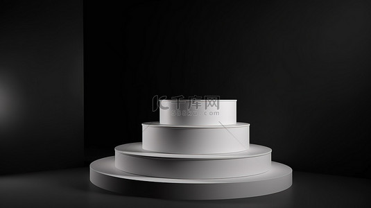 深色展台背景图片_产品展示在深色背景上的白色 3d 讲台