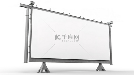 3d 渲染空白广告牌单独站立在白色背景上