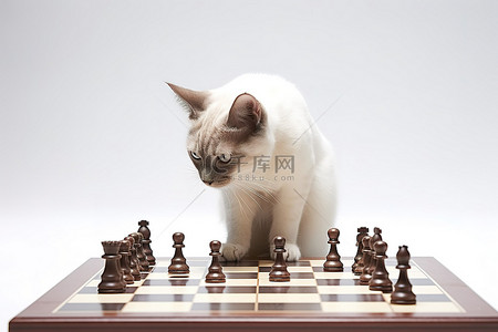 下棋背景图片_一只猫正在棋盘上下棋