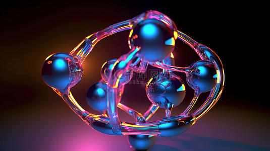 科技细胞背景图片_水晶和玻璃抽象原子或分子排列的 3D 插图