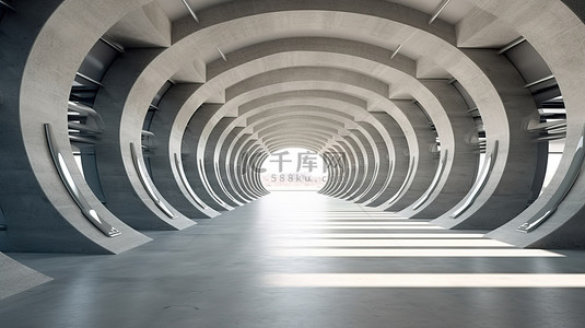 美式足球场的水泥隧道 3D 渲染