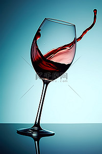 倾倒的酒杯背景图片_一个酒杯放置在装有红酒的表面上