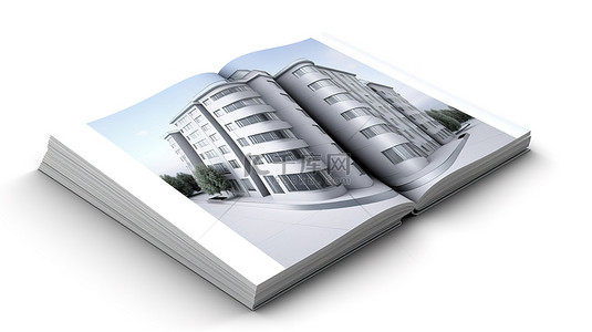 航空折页背景图片_白色背景小册子 3D 渲染设计